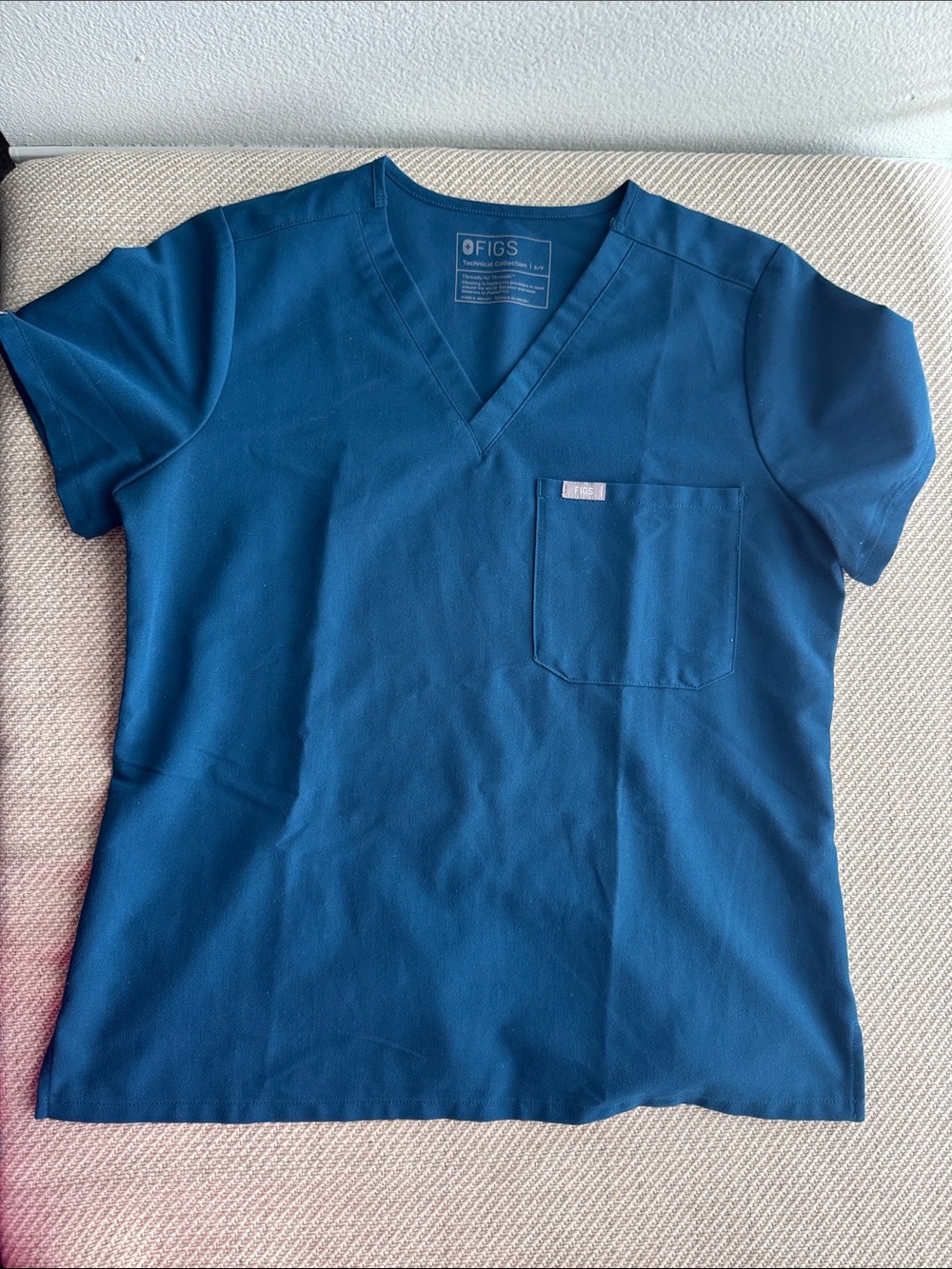 Figs Teal-Blue V-Neck Scrub Top